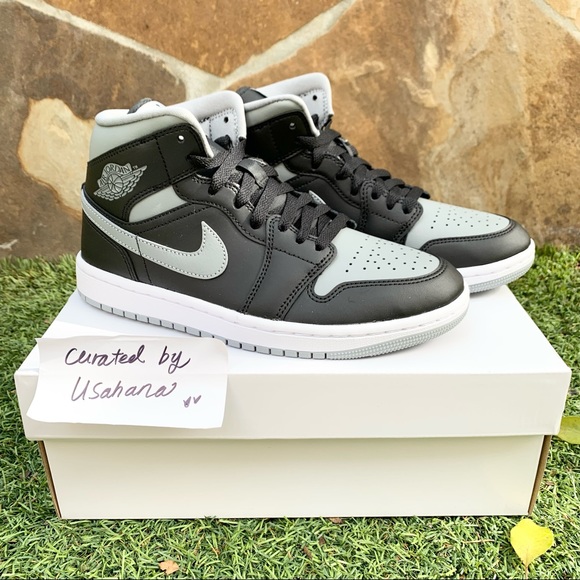 Nike Air Jordan 1 mid shadow black grey shoes - Picture 3 of 5